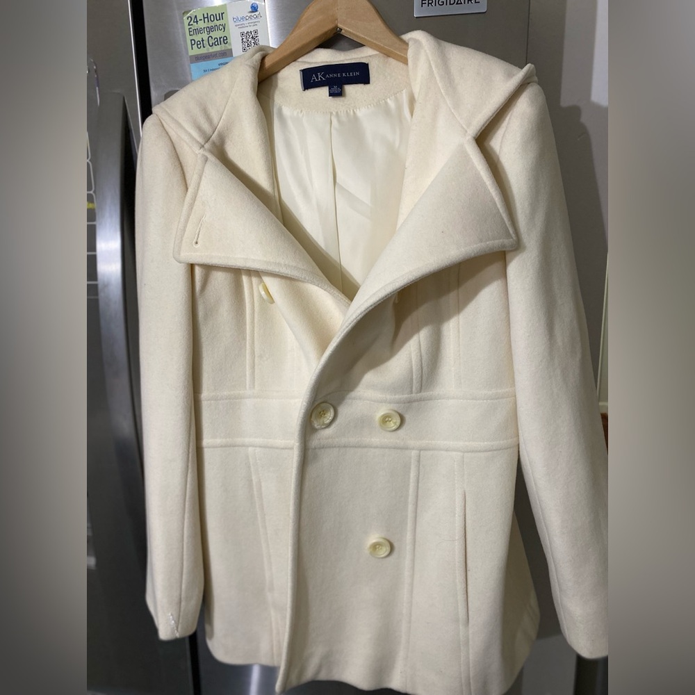 Cream Anne Klein Pea Coat Size Medium